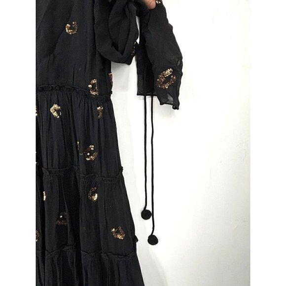 NWOT Rococo Sand Mystic Leopard Sequin Maxi Dress Black Gold XS - Picture 7 of 8